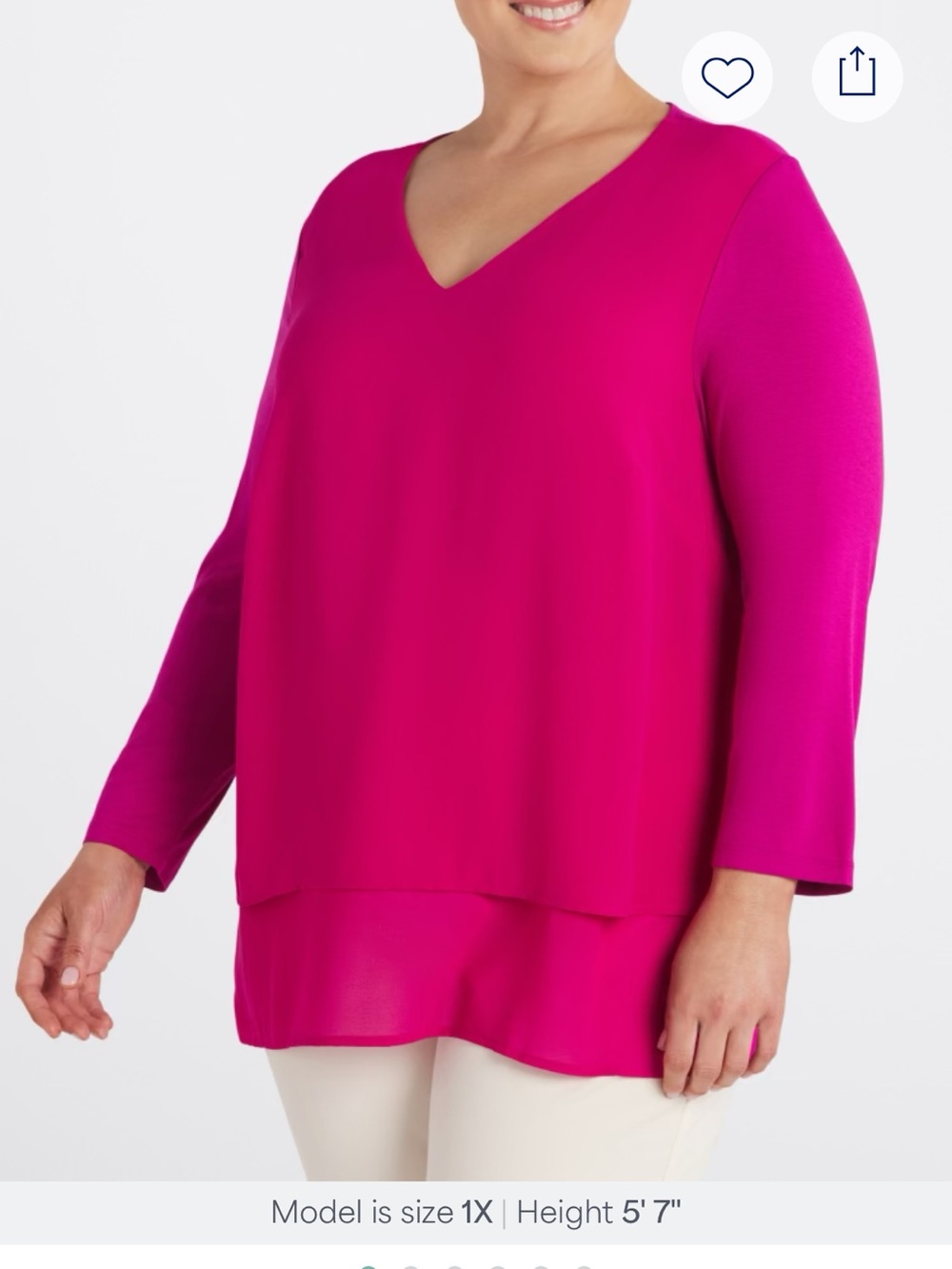 Michael Kors Fuchsia V-Neck Layered Tunic